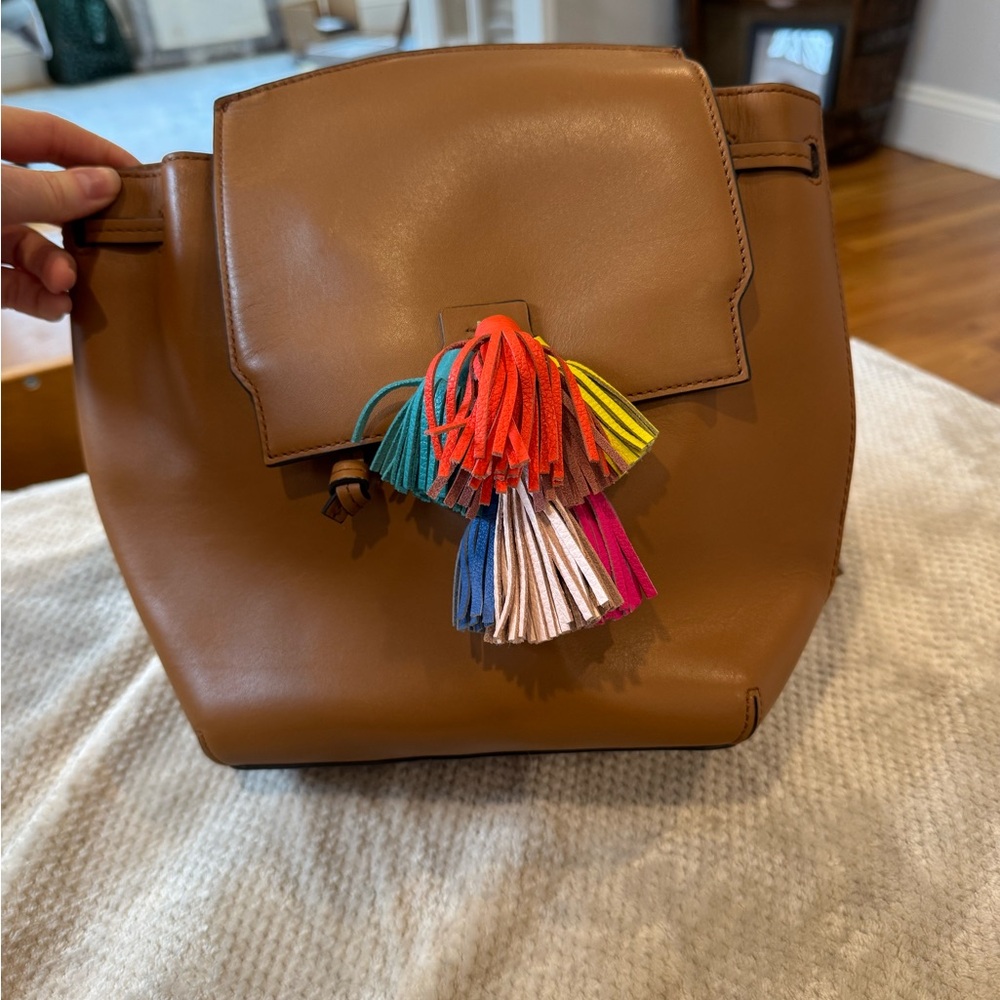 Rebecca Minkoff Brown Leather Bag with Multicolor Tassels